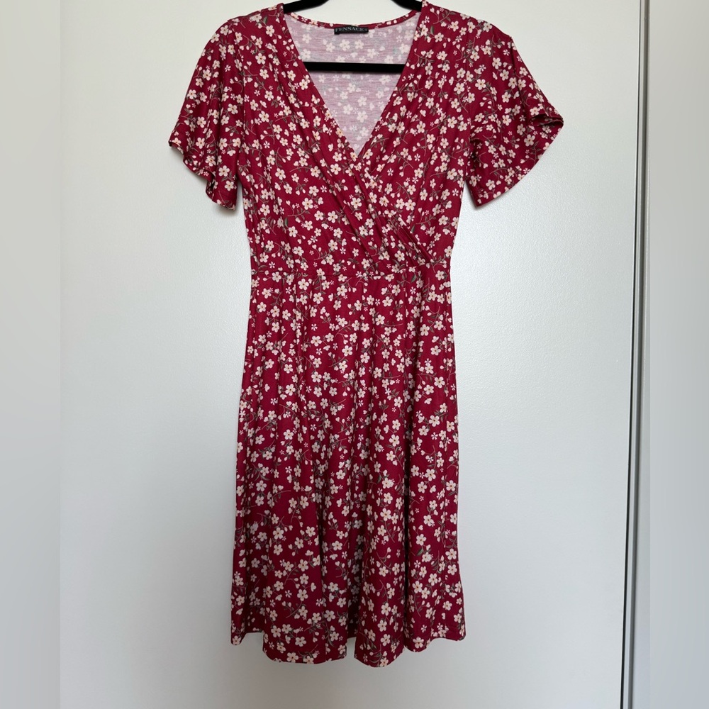 Red floral dress